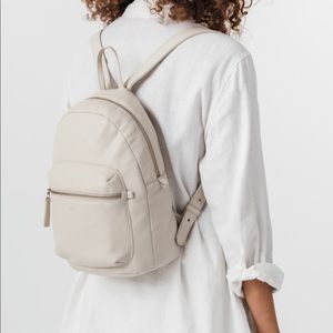 Baggu Leather Backpack in Stone